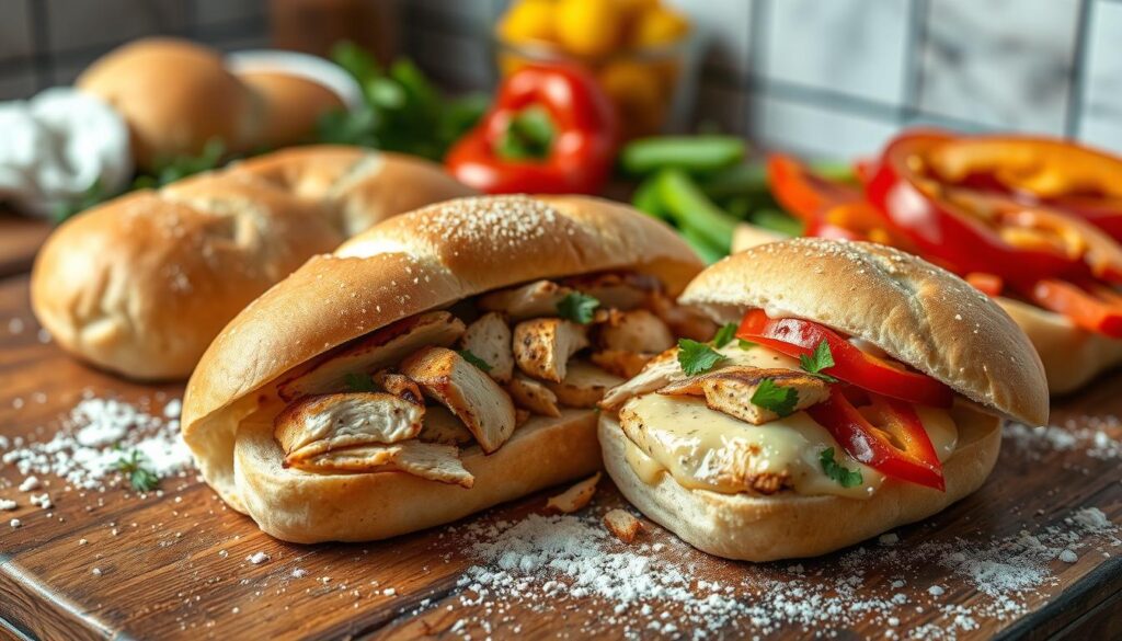 Chicken Philly Sandwich Bread Preparation