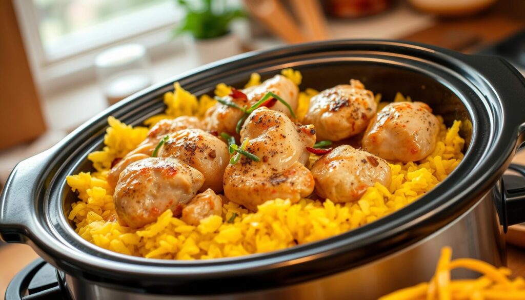 Chicken Preparation for Slow Cooker Yellow Rice