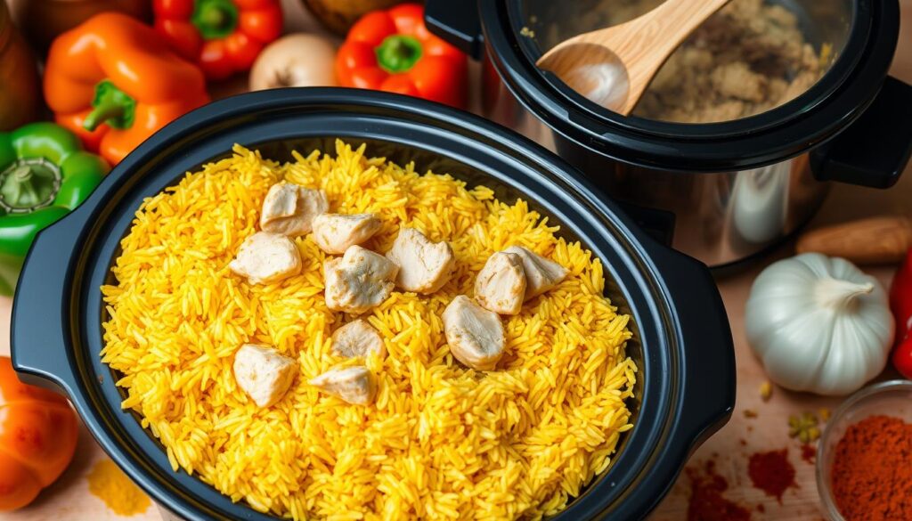 Chicken Yellow Rice Crockpot Recipe Preparation