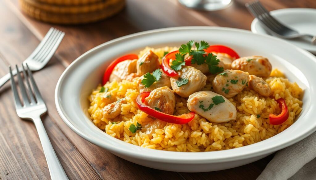 Chicken and Yellow Rice Casserole Plating