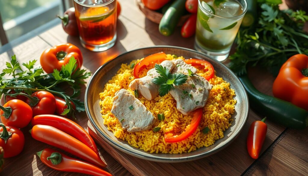 Vigo Yellow Rice and Chicken Dish Presentation