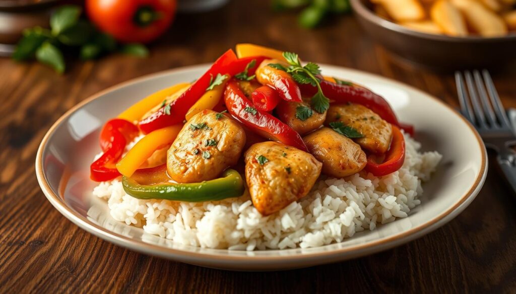 chicken and bell peppers