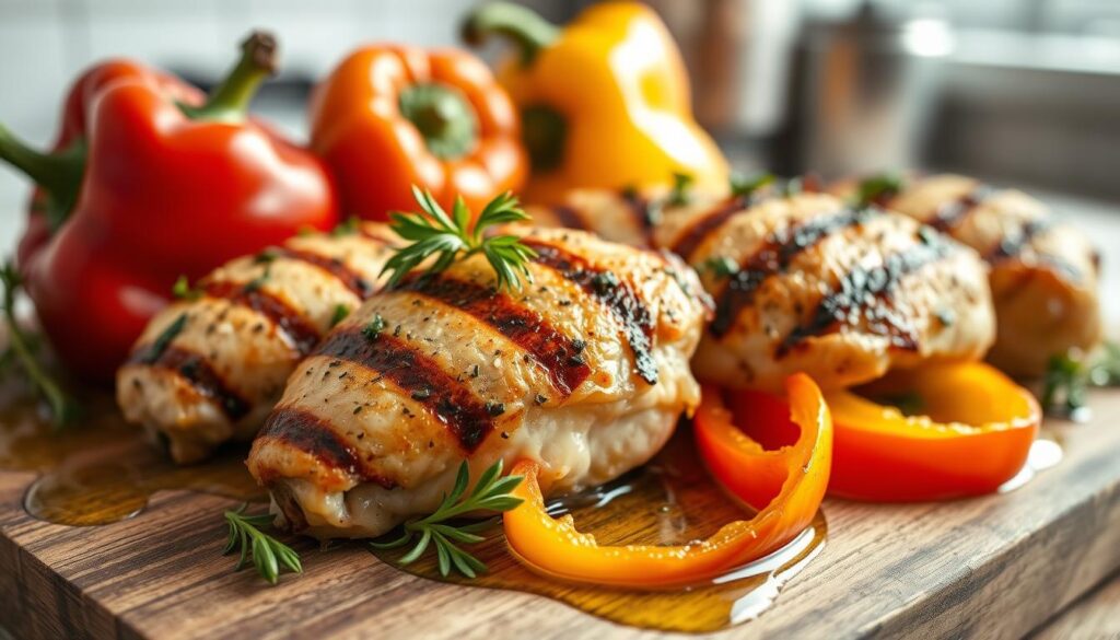 chicken and roasted peppers