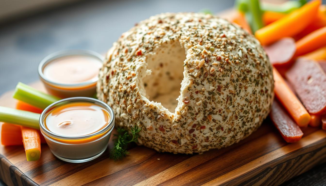 dried beef cheese ball with accent