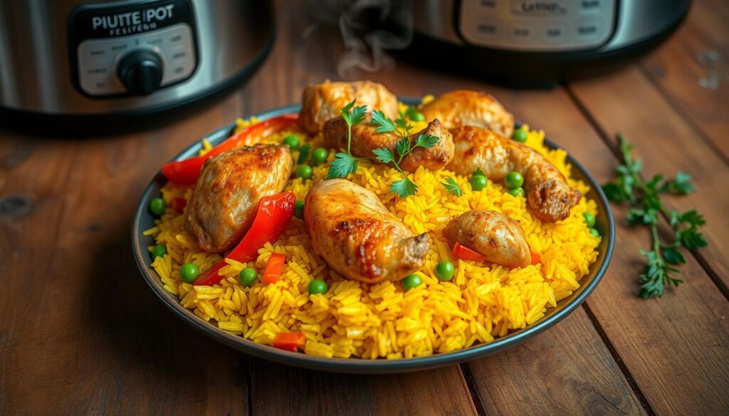 slow cooker yellow rice and chicken